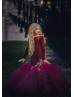 Burgundy Velvet Mermaid Flower Girl Dress